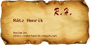 Rátz Henrik névjegykártya